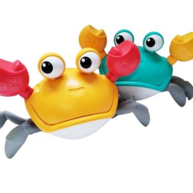 Imagem de Caranguejo de Brinquedo Interativo com Sensor de Movimento, Luzes e Som, 23 x 14 cm, Azul e Laranja