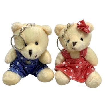 Imagem de Kit 6 Urso De Pelucia Chaveiro Cesta Com Roupinha Fofo Decoração Lembrancinha- 10cm