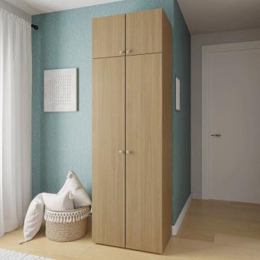 Imagem de Guarda-roupa 2 Módulos 4 Portas 3 Prateleiras Frame Cabecasa madeiramadeira Acácia