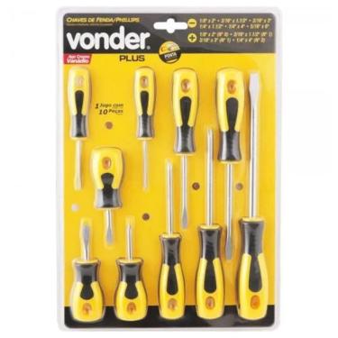 Imagem de Kit Jogo Chaves De Fenda E Philips Profissional Multiuso Vonder 10 Peças