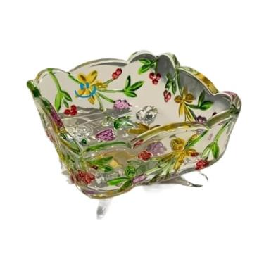 Imagem de Bothyi Tigela de vidro quadrada, tigela de doces, pote de biscoitos lindo e elegante, porta-joias para doces, sobremesas, sorvetes, frutas para lanches