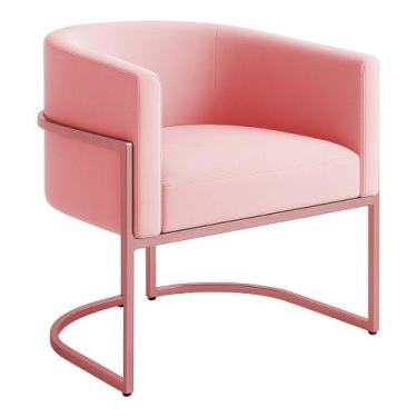 Imagem de Poltrona Decorativa Luana Veludo Com Pés De Ferro Rosê - 7 Decor, Rosa