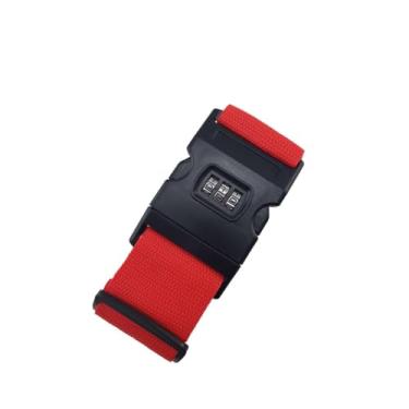 Imagem de Cinta de Proteção para Mala de Viagem, 2 Metros, Cadeado com Código de 3 Dígitos, Ajustável, 5 cm Largura (Vermelho)
