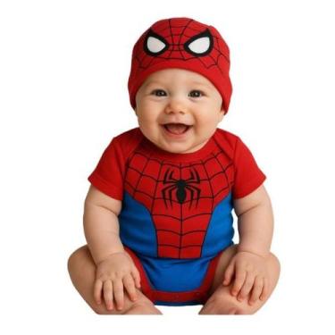 Imagem de Body Bebe Temático Homem Aranha Body com Touca - isis baby, P