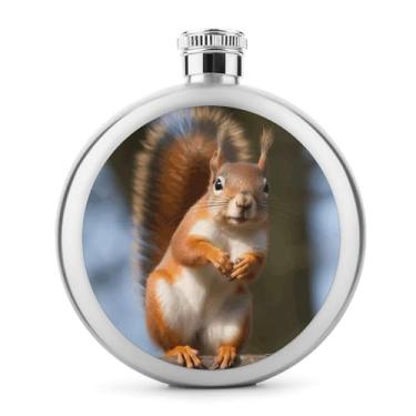 Imagem de Cantil de aço inoxidável, esquilo engraçado animal impressão metal cantil clássico garrafa de bolso garrafa anca garrafa de viagem garrafa portátil licor garrafa
