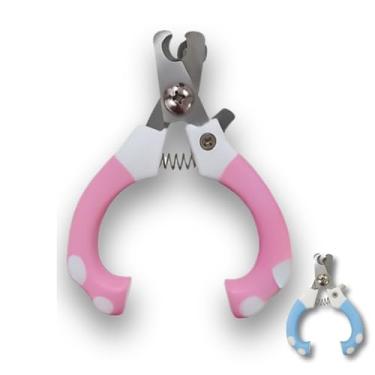 Imagem de Alicate para Cortar Unhas de Animais de Estimação Pet, Gato, Cachorro, Mola em Aço, Antiderrapante, Limitador de Corte, Trava de Segurança, Cores Rosa e Azul (Rosa)