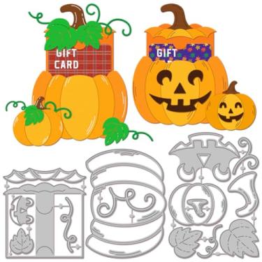 Imagem de GLOBLELAND Suporte de cartão de presente de abóbora de outono, matrizes de metal, outono, legumes, cortes, dia das bruxas, modelos de gravação em relevo para scrapbooking, artesanato, cartões de papel