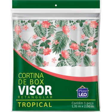 Imagem de Cortina de Box com Visor 135x200cm PVC Plast Leo Tropical
