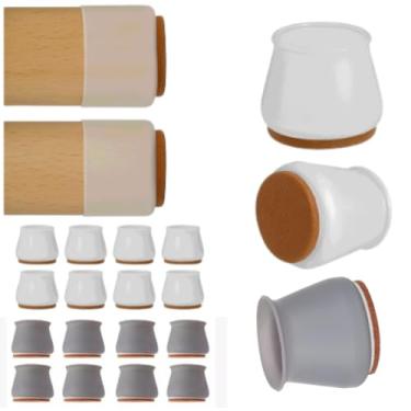 Imagem de KIT 8 PROTETOR DE SILICONE COM FELTRO FLEXIVEL PEZINHO PARA CADEIRA MESA E MOVEIS COZINHA SERVE PÉ REDONDO OU QUADRADO SEM RUIDOS E ARRANHOES NO PISO NÃO RISCA RESISTENTE UNIVERSAL