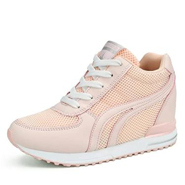 Imagem de AONEGOLD Tênis plataforma feminino com cadarço e cano alto para mulheres e meninas, 98 - Rosa, 9.5