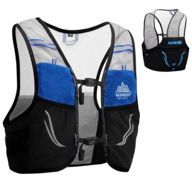 Imagem de Mochila de corrida Azarxis 2.5L Hydration Race Pacote leve para corrida de trilha adequada para mulheres e homens para maratona corridas escalada esportes ao ar livre (azul e preto - apenas colete, M/L: 90-102cm)
