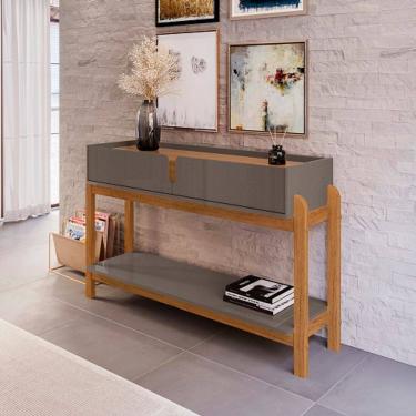 Imagem de Aparador 2 Gavetas Lizz Cinza Perola/Cedro - Casa D Móveis