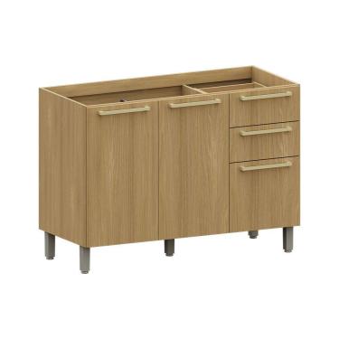 Imagem de Balcão de Cozinha para Pia 120cm 2 Portas e 3 Gavetas Sem Tampo Elegance Luciane Móveis