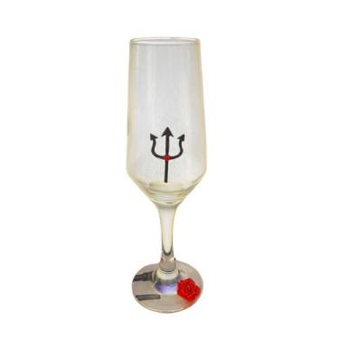 Imagem de Taça Pomba Gira Com Rosa Vermelha E Tridente Champagne 186Ml - Meta At