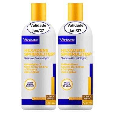 Imagem de Kit 2 Shampoo Dermatológico Hexadene 500ml Virbac Cães Gatos