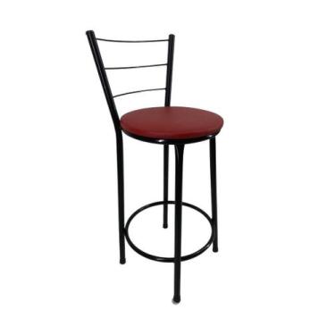 Imagem de Banqueta Banco Média Preta Encosto Bar Balcão Cozinha Bistrô - FortMix