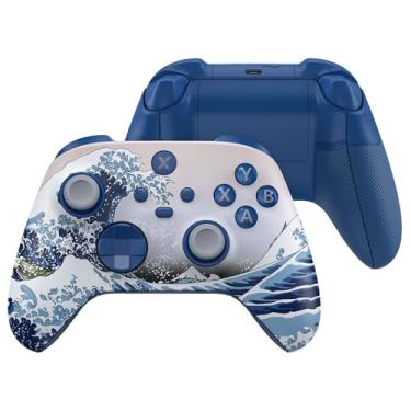 Imagem de eXtremeRate ASR Version Performance Rubberized Full Set Shell Buttons for Xbox Core Controller, Redesigned Grip Diamond Texture Handles Backplate Case for Xbox Series X & S Controller - The Great Wave