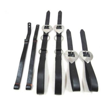 Imagem de Kit Preto De Arreatas Argoladas Em Couro 6 Peças Em Inox - Couros Alla