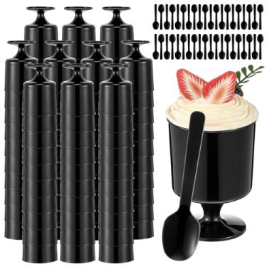 Imagem de Kritkin Conjunto de 200 peças de copos de sobremesa de plástico com colheres pequenas taças redondas descartáveis de parfait para Halloween outono Dia de Ação de Graças Pudim de casamento, mousse