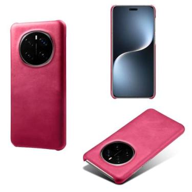 Imagem de Capa para Honor Magic7 PRO,Proteção contra quedas,Casca de volta de cor sólida simples,Design de couro de imitação de plástico-Rose