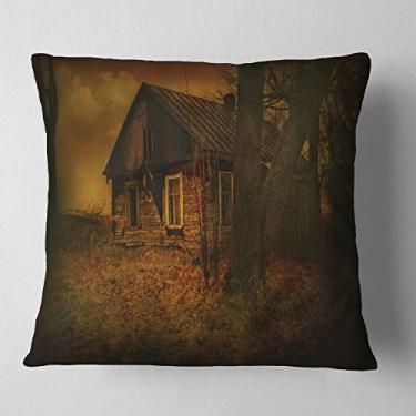 Imagem de Designart Manta de fotografia de casa antiga para sala de estar, sofá, enchimento de almofada de alta qualidade + capa de almofada impressa em ambos os lados 40,64 cm x 40,64 cm