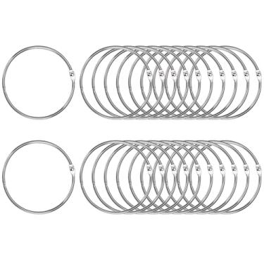 Imagem de OWLKELA Pacote com 20 anéis de fichário jumbo de 10 cm, anel extra grande de folha solta com metal niquelado para fichas, chaveiro, escola, casa, escritório, artesanato DIY, prata