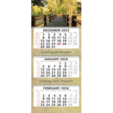 Imagem de Calendar Company Calendário de parede de 3 meses em estilo europeu 2026 (início de segunda-feira) com ponte panorâmica. Feito nos EUA! (14Bridge26)