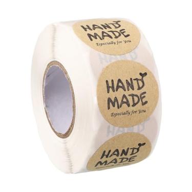Imagem de PATIKIL 500 peças A06 adesivos feitos à mão, etiquetas de papel kraft de 2,5 cm, rolo adesivo de agradecimento do cliente em branco para embalagem de produtos assados selos de envelope de festa de