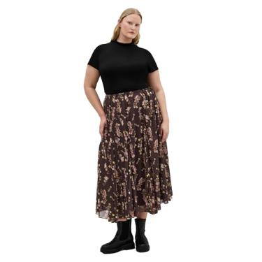 Imagem de City Chic Saia feminina plus size - estampa serena midi, Cocoa Bloom, 46