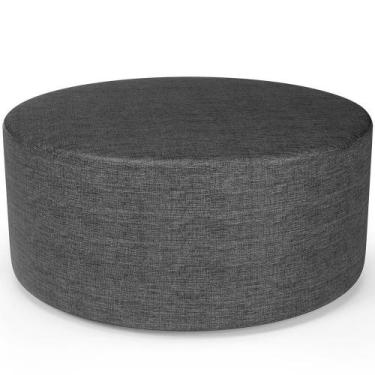 Imagem de Puff Redondo Orgânico Para Living 90cm Lola W01 Linho Cinza Escuro - L