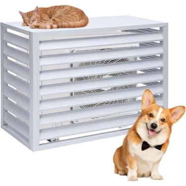 Imagem de Tela De Cerca De Ar Condicionado Liga De Alumínio Ac Cerca De Privacidade Painel De Tela Redução De Ruído Anti-roubo Mantenha O Jardim Arrumado, White, 110cm