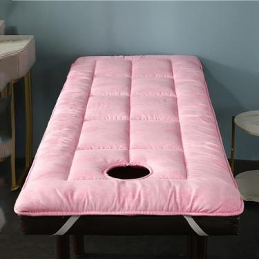 Imagem de Colchão De Cama Dobrável Para Salo Beauty Massagem Colchão Pad Com Rosto Respiração Cabeça Quadrada Mesa De Massagem Protetor De Colchão Para Cama De Spa Com Elásticos, Pink, 60x185cm