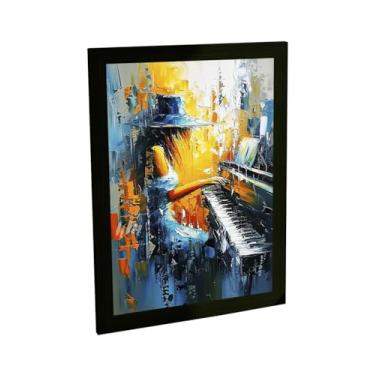 Imagem de Quadro Decorativo Mulher No Piano Ilustração Pintura Decoração Poster Quarto Sala