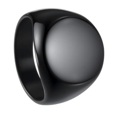 Imagem de Udolfly Anel masculino de aço inoxidável com sinete para homens e mulheres, prata/preto/dourado, anel de dedo quadrado, presente para pai e marido, 13, Metal, Sem pedra preciosa