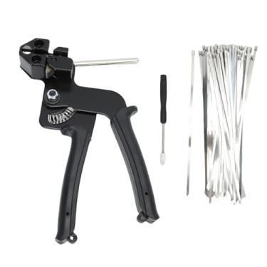 Imagem de GOWENIC Kit de Pistola de Gravata de Aço Inoxidável, 100pcs 304 Gravatas Com Zíper de Metal Pesado Com Resistência à Tração de 200 Libras, para Galinheiro de Capa de Escape de Cerca de (BLACK)