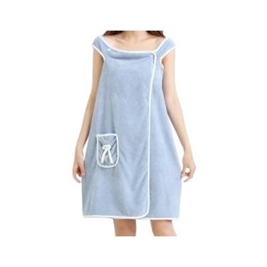 Imagem de Toalha/Roupão de Banho Feminino Secagem Rápida – Alta Absorção para Mulheres e Meninas, Ideal para Praia, Spa, Piscina e Academia (Azul)