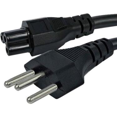 Imagem de Cabo de Força Energia Tripolar 3 Pinos 1,35m para Fonte de Notebook, TV e Eletrônicos, Cor Preta