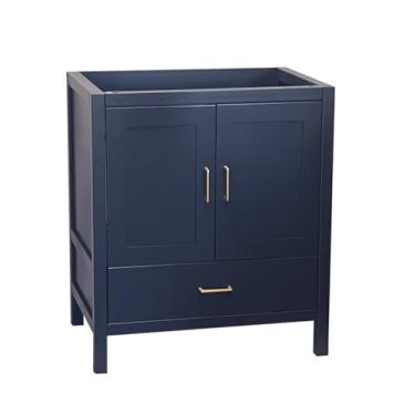 Imagem de Armário de base de pia de banheiro azul 91,4 cm sem tampo, madeira maciça de grau premium (azul catalina, 91,4 cm L x 53,5 cm (A)
