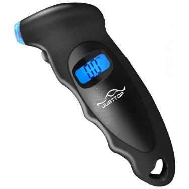 Imagem de Medidor de Pressão de Pneus Digital JUSTTOP, 150PSI, 4 Configurações para Carros, Caminhões e Bicicletas, Display LCD Retroiluminado