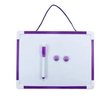 Imagem de Lousa Quadro Branco Magnetico Completa Caneta Apagador 30x20cm Porta Recados Anotacoes Casa