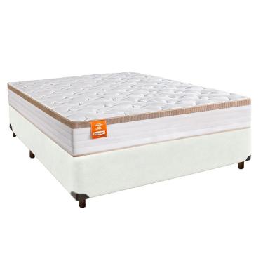 Imagem de Cama Box Branco Casal + Colchão Molas Ensacadas Isis Real Inducol