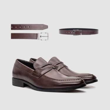 Imagem de Kit Sapato Social Couro Com Cinto Elegancia Premium Qualidade Sofistic