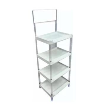 Imagem de Expositor Rack Injetado 4 Prateleiras / Bandejas Branco - Balcão E Ban