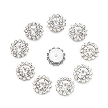 Imagem de Chapéu de flor de botão pérola acessórios vestuário costura roupas decorações vestido de casamento pérola (prata-strass)