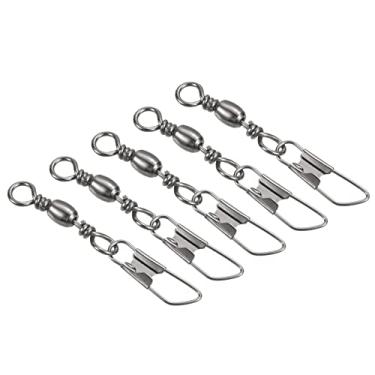 Imagem de Barril de pesca giratório com encaixe de segurança, 50 peças de aço carbono sólido anel terminal equipamento para pesca em água salgada em água doce, preto