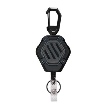 Imagem de Porta-crachá tático - carretel resistente com clipe retrátil, chaveiro, porta-cartão de identificação (preto M)