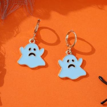 Imagem de Brincos de Halloween para mulheres, teia de aranha, abóbora, fantasma, morcego, brincos pendurados, roupas de Halloween, acessórios de bijuteria de fantasia, 2inch, Aço inoxidável, Sem pedra preciosa