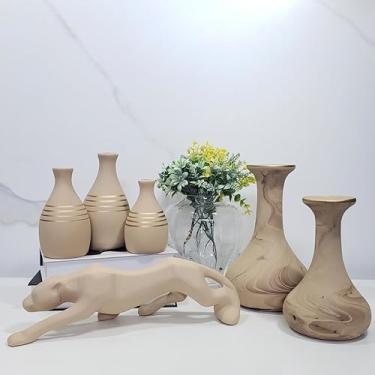 Imagem de Conjunto 6 PeçAs Kit Enfeite CerâMica Vasos Sala Completo Decorativas Trio Rack Centro Mesa Cozinha Jarros Decorativos Para Sala DecoraçãO(ZIFE M. CM. PANTERA CM G CM L)