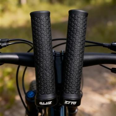 Imagem de Punhos de guidão de bicicleta, alças de borracha para bicicleta de montanha, para bicicleta dobrável Beach Cruiser, confortável e antiderrapante, preto