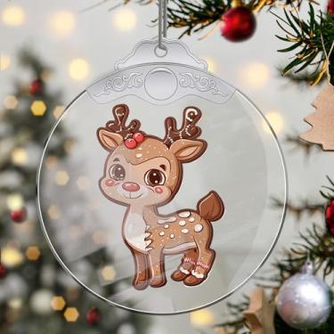 Imagem de Enfeites de Natal pendurados em cristal de alce, enfeites de árvore de Natal feitos à mão, decoração de carro e casa - presentes de Natal, decoração de artesanato em acrílico, ideias de troca de